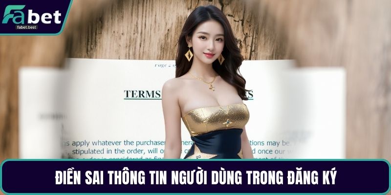 Điền sai thông tin người dùng trong đăng ký